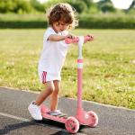 Trotinete para Crianças Trotinete com 3 Rodas LED Altura Ajustável Carga 25 kg 52x29x63 - 76 cm Rosa