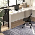Conjunto de 2 Cadeiras Dobráveis com Encosto e Estrutura de Aço para Sala de Estar escritório Estúdio 45x46x78 cm Preto