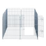 Parque para Animais de Estimação com 8 Paineis 63x91cm Cerca para Animais de Estimação com Porta com Trava para Jardim Pátio Exterior Prata