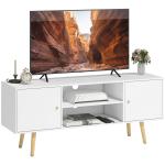 Móvel de TV para Televisores de até 55 Polegadas com 2 Portas 2 Prateleiras de Armazenamento 120x34x50cm Branco