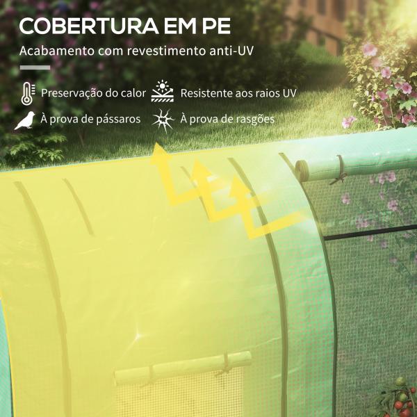 Estufa de Jardim Estufa Resistente com 4 Janelas Anti - UV para Cultivo de Plantas em Terraço Pátio 185x94x150 cm Verde