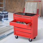 Carrinho de Ferramentas com 5 Gavetas Rodas Trava Armário de Armazenamento para Oficina de Garagem e Chapa de Aço 69x33x75 cm Vermelho