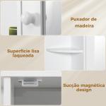 Armário de Casa de Banho com Espelho, Armário de Parede com Porta, Prateleiras Abertas, Móvel Suspenso para Cozinha, Sala, 66x17x63 cm, Branco