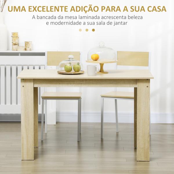 Mesa de Sala de Jantar para 4 - 6 Pessoas Estilo Moderno com Bancada de Melamina de Madeira Carga 50 kg 120x69x75 cm Carvalho