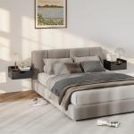 Conjunto de 2 Mesas de Cabeceira de Parede Flutuantes com 1 Gaveta para Quarto 40x30x19,5 cm Preto