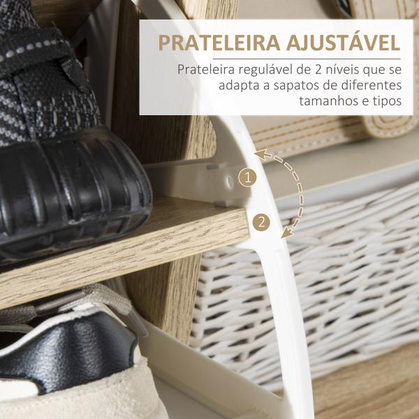 Sapateira para 8 Pares de Sapatos com 2 Gavetas Prateleira Aberta e Porta 80x25,5x112,5cm Madeira e Branco