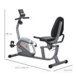 Bicicleta ergométrica reclinável com tela LCD e volante de 3 kg resistência magnética de 8 níveis assento ajustável 121,5 - 136x62,5x98 cm Cinza