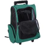 Transportadora 2 em 1 para Animais de Estimação Mochila ou Carrinho de Viagem para Cães e Gatos com 2 Rodas Alça Retrátil de Alumínio e Bolso de Armazenamento 42x25x55cm Verde