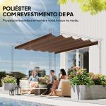 Cobertura para Pérgola 3,5x2,5 m Teto de Substituição Retrátil para Pérgola com 10 Orifícios de Drenagem Café