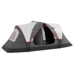 Tenda de Campismo Familiar para 5 - 6 Pessoas Dobrável com 2 Quartos e Bolsa de Transporte Impermeável 450x215x180 cm Cinza