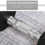 Conjunto de Halteres de 2x4 kg com Barra Metálica e Cabeça Hexagonal Conjunto Pesos para Treino 27,2x10,5 cm Preto e Prata