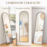 Espelho de Pé Espelho de Corpo Inteiro 50x170 cm com Estrutura de Liga de Alumínio e Suporte para Sala Quarto Preto