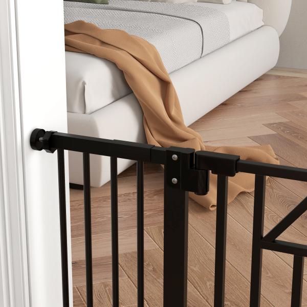 Barreira de Segurança Extensível para Animais de Estimação com Fecho Automático e Sistema de Duplo Bloqueio 74 - 100x76 cm Preto