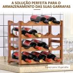 Suporte para 16 Garrafas de Bambu Prateleira para Garrafas de Vinho de 4 Níveis 43x23,5x38cm Marrom