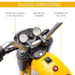 Motocicleta Elétrica Infantil com 3 Rodas Triciclo a Bateria 6V para Crianças de 18 - 36 Meses com Farol Buzina 72x57x56cm Amarelo