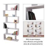 Estante Moderna com 6 prateleiras em forma de S Madeira 80 x 25 x 192 cm branco