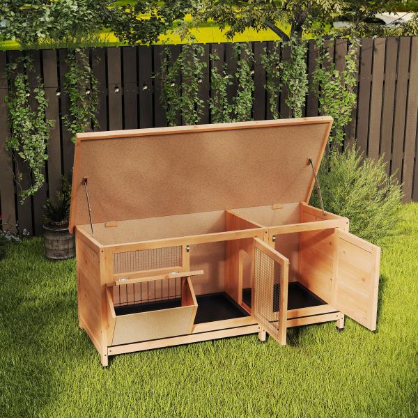 Coelheira de Madeira Gaiola para Coelhos com Telhado Asfáltico Rebatível Portas com Fecho Bandejas Removíveis 112x50x54 cm Amarelo