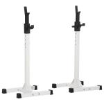 Suporte para Barra de Pesos Ajustável Estante de Aço para Levantamento de Pesos Carga Máx. 150kg Treinamento em Academia Casa 52x48x105 - 160cm Branco e Preto
