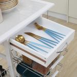 Carrinho de Cozinha com Rodas Gaveta 4 Cestas de Metal e 4 Suportes para Temperos Laterais 57x37x83cm Branco