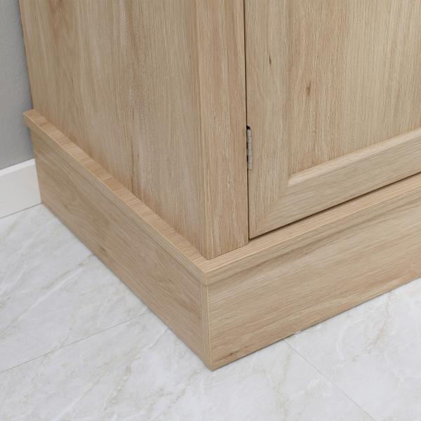 Armário de Cozinha com 4 Portas 1 Gaveta e Prateleira Aberta para Sala de Estar Sala de Jantar 74x39,5x183cm Carvalho