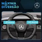 Carro Elétrico para Crianças Carro Mercedes - Benz AMG GTR com Bateria 12V Faróis Buzina e Música 108x67x46 cm Prata