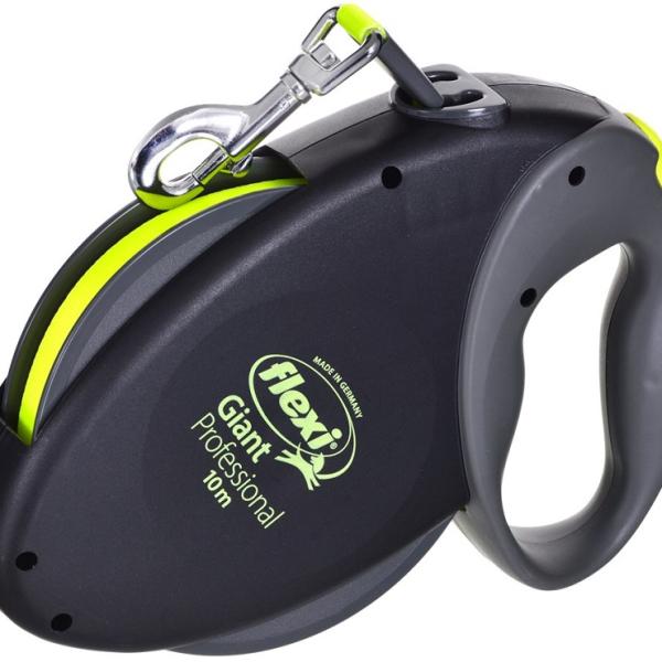 Trela Retrátil Giant Professional Tamanho L p/ Cães (Preta/Amarelo) - FLEXI