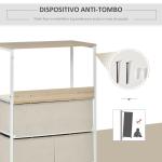 Cómoda com 4 Gavetas Dobráveis e Prateleira Aberta Cómoda com Gavetas de Tecido Anti - Tombo 58x29x103cm Madeira e Cinza Claro