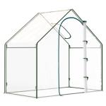 Estufa com Janela Porta Estrutura de Aço e Cobertura de Plástico Impermeável Anti - UV 180x100x168 cm Transparente