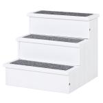 Escada para Animais de Estimação de 3 Degraus com Armazenamento e Tapete Antiderrapante 40,5x44,5x38 cm Branco