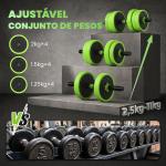 Conjunto de Halteres 20kg 4 em 1 Conjunto de Pesos com Kettlebell Barra de Pesos para Treino de Força em Casa Ginásio Verde