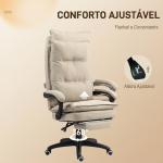 Cadeira de Secretária com Massagem, Altura Regulável, Encosto Reclinável, Apoio para os Pés, Giratória 360°, Bege