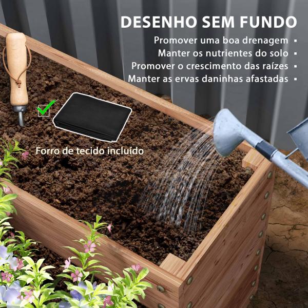 Floreira de Madeira Elevada de 4 Níveis com Desenho em Escada para Cultivos Plantas e Flores 113x113x46 cm Castanho Escuro