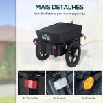 Reboque de Bicicleta para Carrinho de Carga 40kg com Capa em Tecido Oxford Refletores Estrutura em Aço e Alças para Bagagem 144x59x80 cm Preto