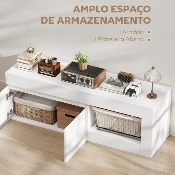 Móvel de TV com 2 Portas Prateleira Aberta Móvel de TV Televisóres de 60 Polegadas 140x40x48 cm Branco