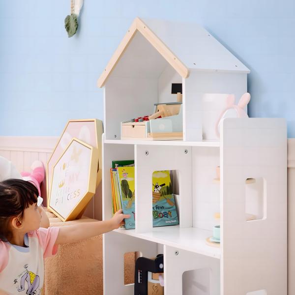 Estante para Crianças Organizador Infantil de 3 Níveis para Brinquedos 65x25x108,5 cm Branco