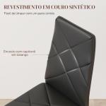 Conjunto de 6 Cadeiras de Sala de Jantar Estofadas em Couro Sintético com Encosto Alto e Pés de Aço 41x50x97cm Preto