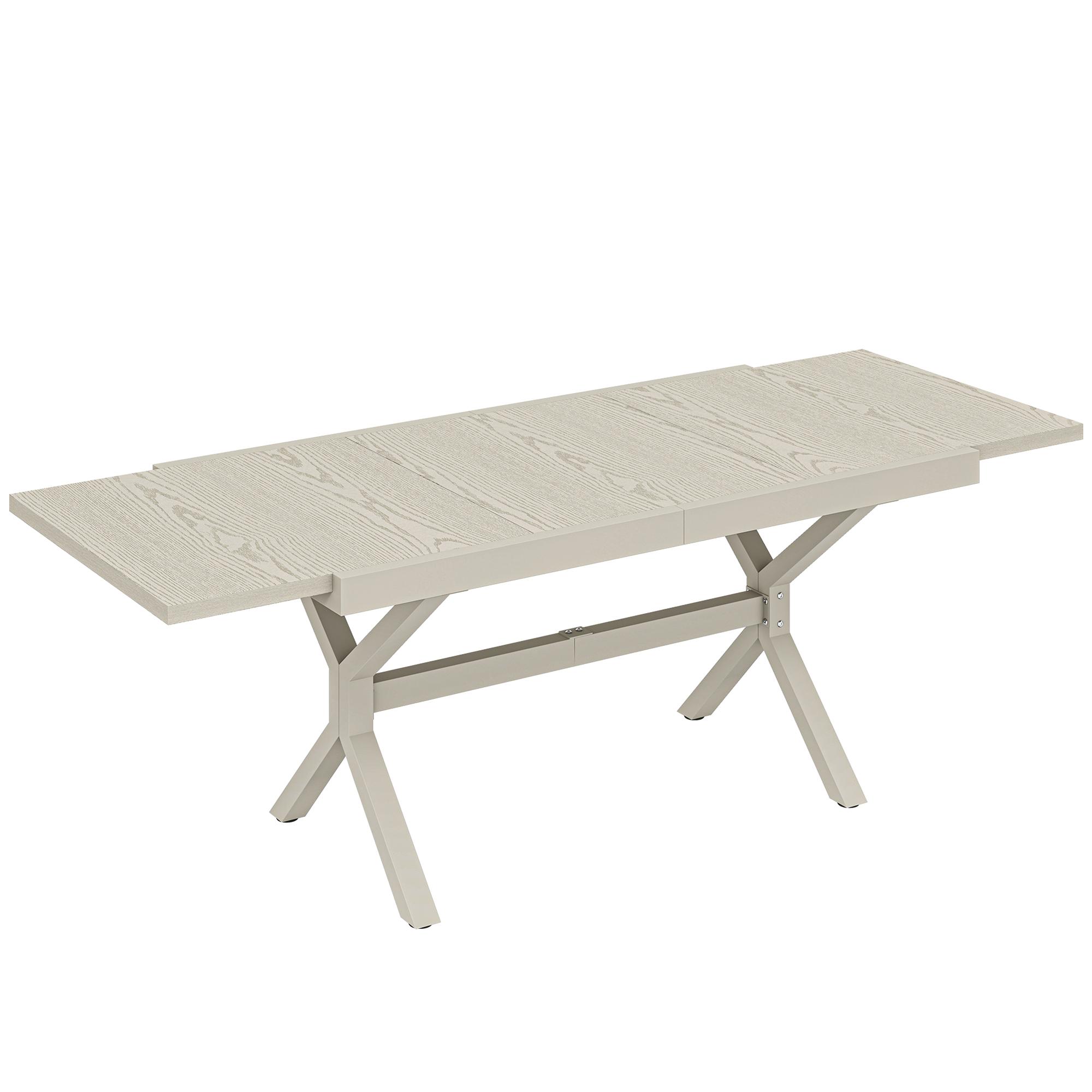 Mesa de Jardim Extensível com Superfície em Alumínio 154/214x85 cm com Efeito Madeira para 8 - 10 Pessoas Cinza Claro