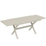 Mesa de Jardim Extensível com Superfície em Alumínio 154/214x85 cm com Efeito Madeira para 8 - 10 Pessoas Cinza Claro