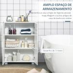 kleanklin Armário de Casa de Banho com 2 Portas e 2 Prateleiras Ajustáveis em 7 Níveis Móvel Auxiliar de Armazenamento para Sala de Estar Cozinha 60x30x80cm Branco