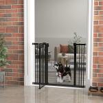Barreira de Segurança para Cães com Largura Ajustável 74 - 100 cm e Extensões para Escadas e Portas Preto