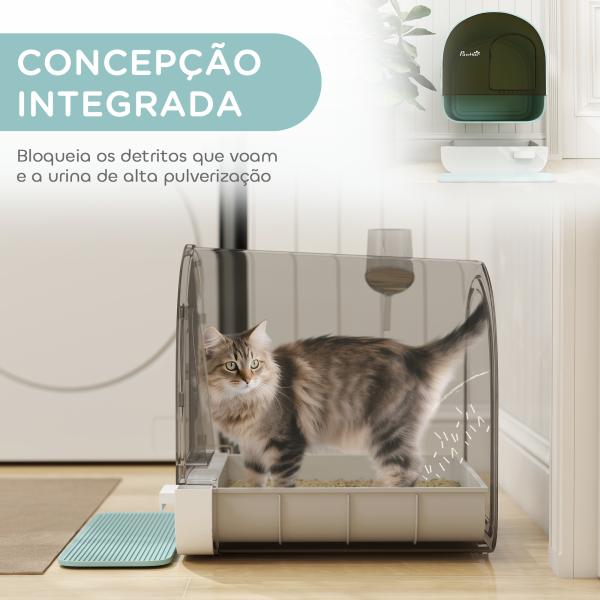 Caixa de Areia para Gatos Caixa de Areia Fechada para Gatos com Porta Dianteira Bandeja Removível Pá Tapete e Filtro 43x44x47cm Verde