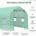 Estufa Tipo Túnel 400x200x200cm Estufa de Jardim com 6 Janelas Transpiráveis e Portas Enrolável com Zíper para Cultivo de Plantas e Verduras Verde