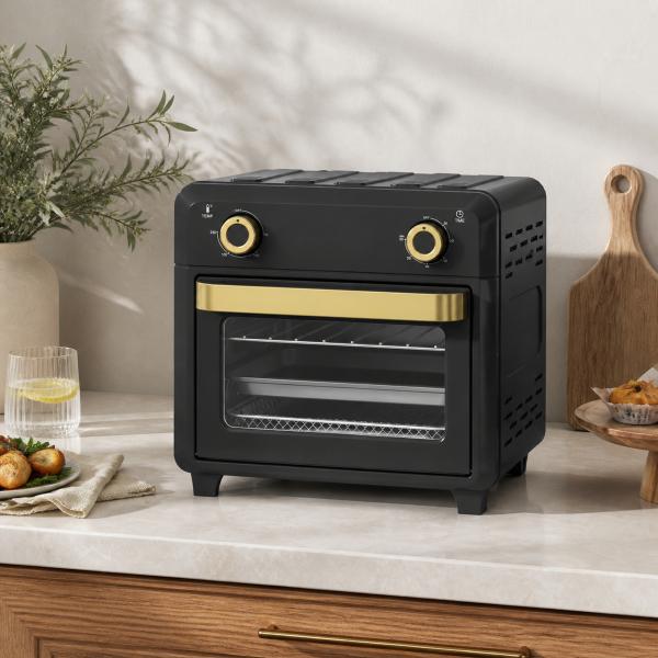 Forno com Air Fryer 10 L com 2 Botões, Convecção 360°, até 230 °C, Temporizador 60 Min, Tabuleiro e Cesto
