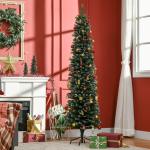 Árvore de Natal Artificial Altura 190 cm com 570 Ramos de PVC Ignífugos Base Dobrável e Suporte Metálico Decoração de Natal Ø53x190 cm Verde