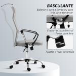 Cadeira de Escritório de Tecido de Malha Encosto para a Cabeça de PU Mecanismo de Inclinação 63x65x109 - 119 cm Cinza