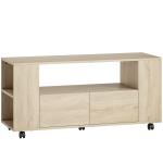 Móvel de TV com Rodas para Televisão até 42 Polegadas com 2 Gavetas Prateleiras Ajustáveis 102x34,5x48,5 cm Madeira