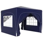 Tenda Dobrável 3x3 m com Painéis Laterais UPF50+ Tenda de Jardim com Altura Ajustável e Bolsa de Transporte Azul Escuro