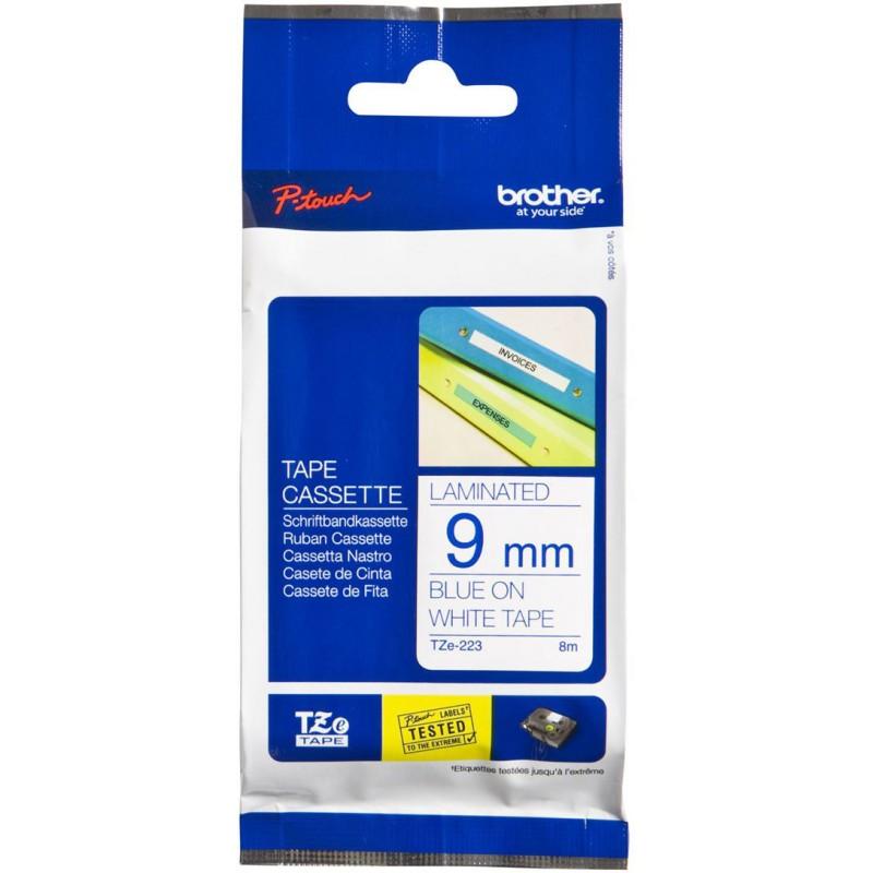 Fita Original TZe - 223 Azul Sobre Branco (8 mts/0,9cm) - BROTHER