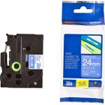 Fita Laminada TZe - 555 Branco Sobre Azul (8 mts/2,4cm) - BROTHER