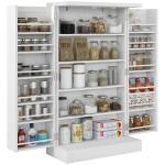 Armário de Cozinha Armário Despensa Cozinha com 2 Portas 16 Prateleiras Aparador Moderno 60x30x104 cm Branco
